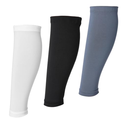 3 Pairs Calf Compression Sleeve for Men and Women, Lightweight Footless Socks, Calf Sleeves with Anti Slip Silicone Strips...