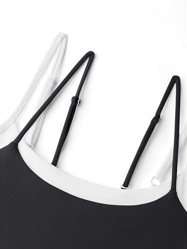 LASLULU Womens Double Layered Sports Bra Adjustable Spaghetti Straps Sexy Scoop Neck Wireless Padded Workout Yoga Crop Tops
