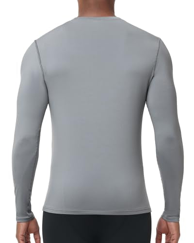 RIKUAOU Men's Thermal Compression Shirts, Long Sleeve Fleece Lined Base Layer, Cold Weather Gear Athletic Undershirt Top