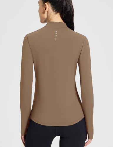 baleaf Women's Thermal Long Sleeve Shirts Fleece Mock Neck Top Warm Undershirts with Detachable Neck Gaiter Thumbholes