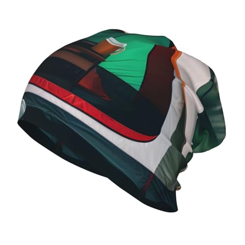 YANYU Lake Camping Print Soft Beanie Winter Hat Warm Thermal Cap Headwear for Snow Play Outdoor Activities