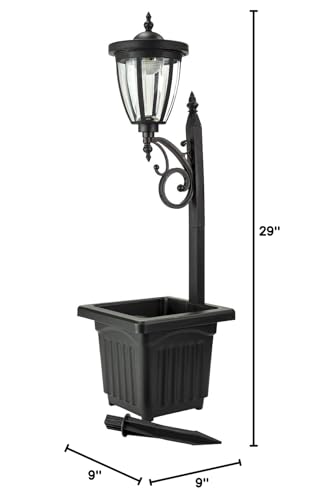 Sun-Ray Solar Lights 2-Piece Set - Multi-Function With Posts, Ground Stakes, Planters, Wall Mount - Black Plastic, Model 312022