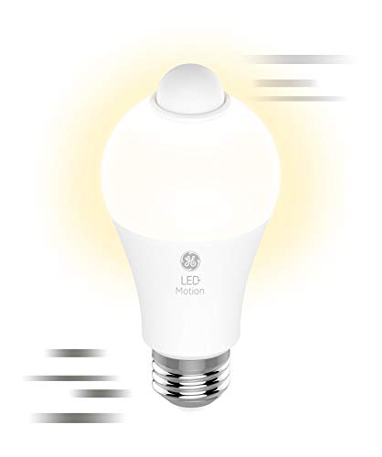 GE LED+ Motion Sensor LED Light Bulbs, 12W, Outdoor Security Lights, A21, Warm White (2 Pack)