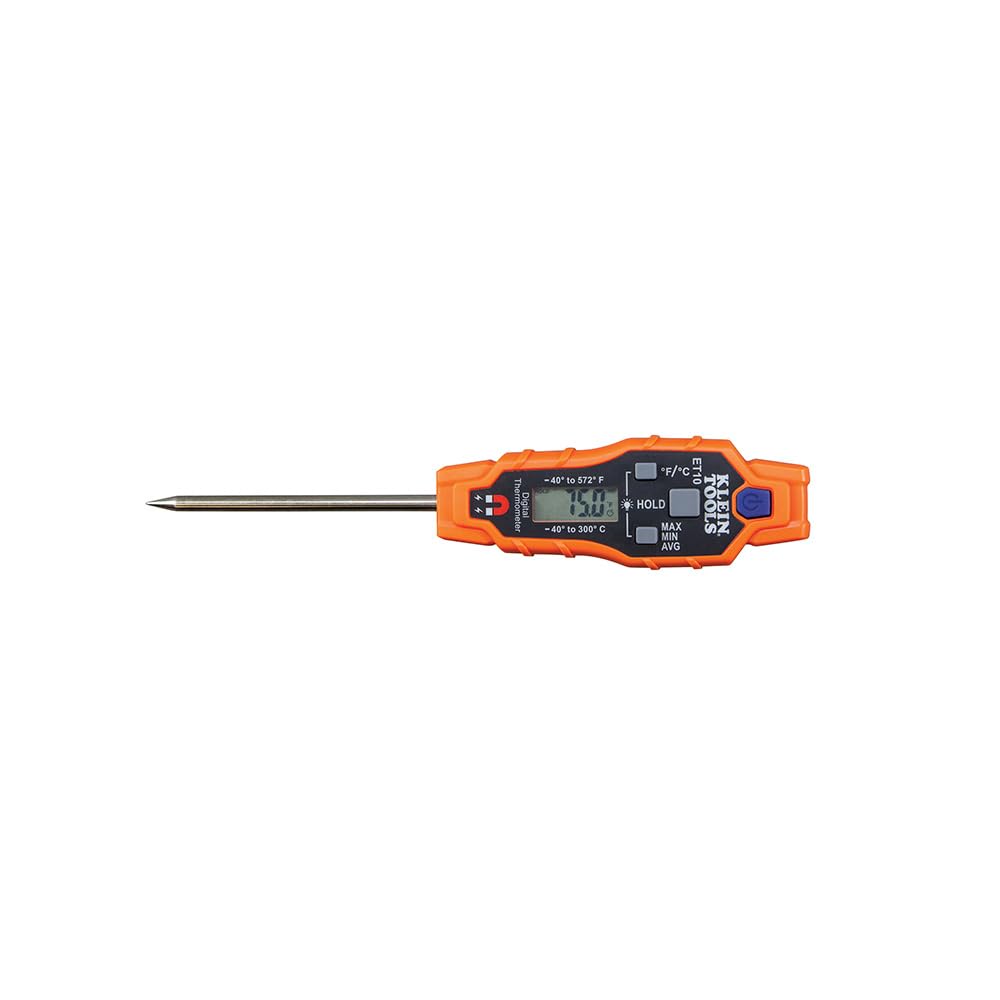 Klein Tools ET10 Magnetic Digital Pocket Thermometer, HVAC Instant Read Thermometer with Backlit Display, Wide Measurement Range, Fahrenheit and Celsius