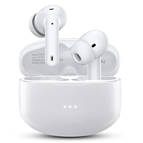 XIAOWTEK A40 Pro Wireless Earbuds, 50Hrs Playtime Bluetooth Earbuds Built in Noise Cancellation Mic with Charging Case, Bl...