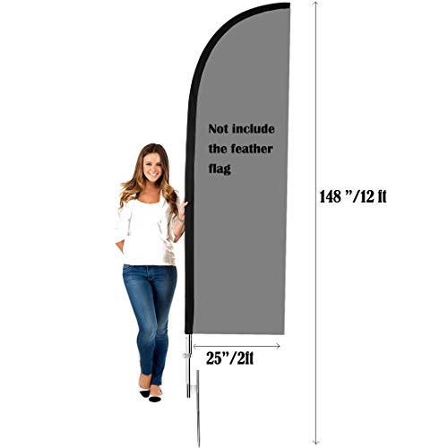2 Packs Swooper Flag Pole with 2 Packs Ground Stake,12 Feet Complete Feather Flag Pole Kit for Business Advertising Flags,...