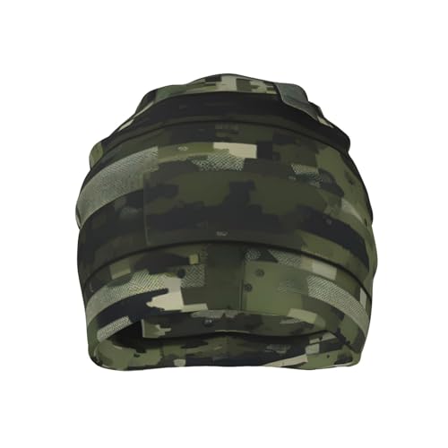 YANYU Digital Camo Print Soft Beanie Hat for Men Women Warm Fashion Cap for Jogging Cycling Gift Outdoor Use Black