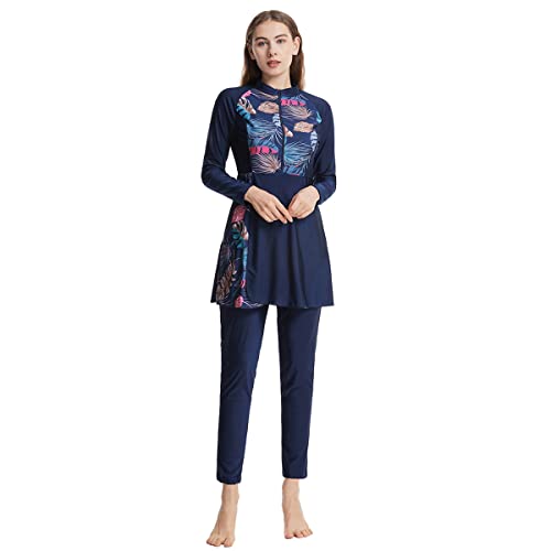 Women Muslim Burkini Swimsuits Modest Swimwear Islamic Long Sleeve Full Cover Hijab Top Swim Pants Sets Bathing Suits