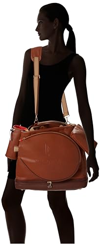 SamLouise Leather Women Large Sports Handbag Tennis Racket Shoulder Bag Tennis Tote Bag with Front Pocket for Tennis Racket