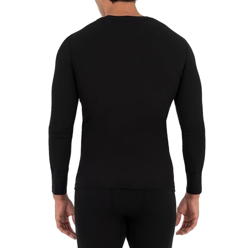 Fruit of The Loom Mens Recycled Waffle Thermal Underwear Henley Top (1 and 2 Packs)
