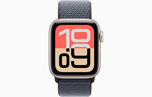 Apple Watch SE 3 [GPS, 40mm] Starlight Aluminum Case with Anchor Blue Sport Loop Band, One Size (Renewed)