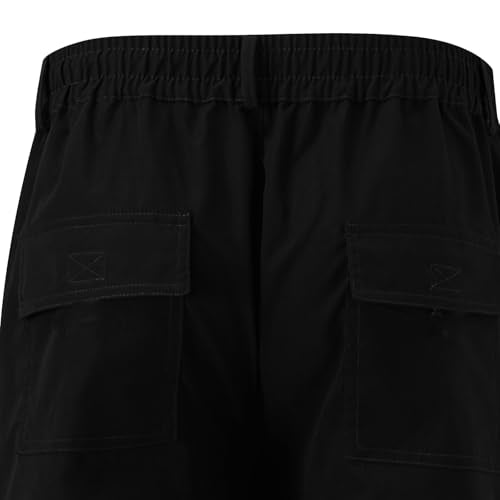 Men Baggy Cargo Pants Button Elastic Waisted Comfort Joggers Pants Workout Straight Leg Lightweight Athletic Hiking Trousers