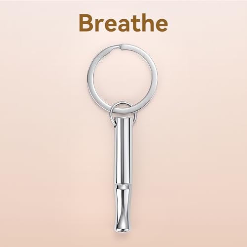 ENFANTRY Mindfulness Breathing keychain Stress Relief Pendant Stainless Steel Anxiety Breathe keychain for Women Men