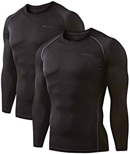 DEVOPS 2 Pack Men's Thermal Long Sleeve Compression Shirts