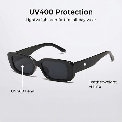 JUSLINK Rectangle Sunglasses for Womens Trendy Retro Fashion 90s Sunglasses UV 400 Protection Square Frame Eyewear