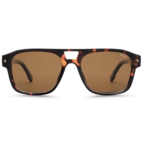 SOJOS Retro Square Polarized Aviator Sunglasses Womens Mens, Trendy Aviators Shades SJ2604