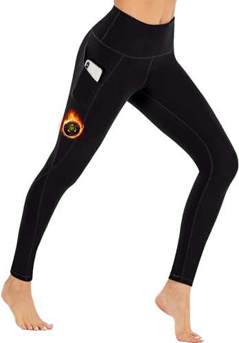 Ewedoos Fleece Lined Leggings Women Thermal Leggings for Women with Pockets High Waisted Winter Warm Tights Pants Clothes