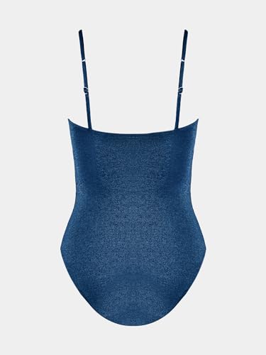 CUPSHE Women's One Piece Swimsuit Tummy Control Square Neck Bathing Suit Ruched Adjustable Straps