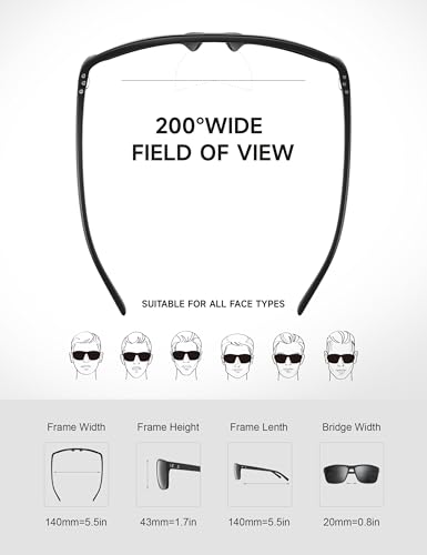 Foliful Polarized Sunglasses Men Women, Mens Sunglasses Lightweight UV Sun Glasses for Fishing Driving Golf