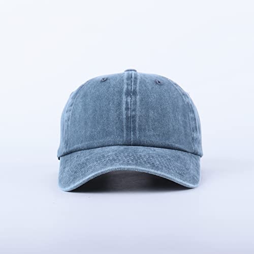 LANGZHEN Unisex Baseball Cap 100% Cotton Fits Men Women Washed Denim Adjustable Dad Hat