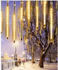 Flacchi Icicle Lights - 270 LED Warm White Cascading Raindrop Lights, 20in 5 Tubes, Outdoor Waterproof Christmas Decorations, Model GP-SW050DC1200T