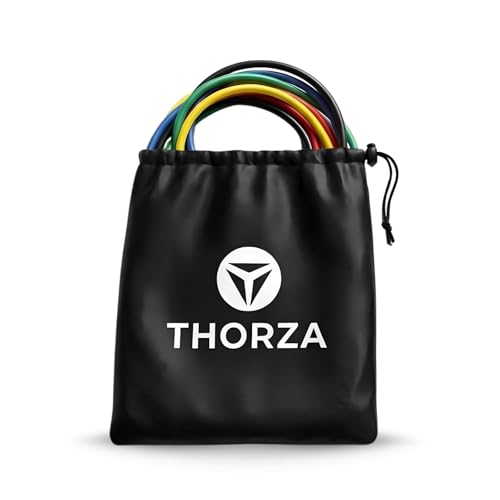 THORZA 11-Piece Full Body Strength Training with Resistance Bands Set - 5 Levels Tube Exercise Bands, Without Latex TPE Re...