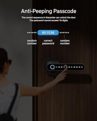 TMEZON Smart Door Lock Fingerprint, Keyless Entry Door Lock with Handle, APP/IC Cards/Codes/Keys/Fingerprints Biometric El...
