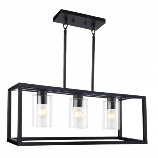 Kalium Chandeliers For Dining Room  3 Light Dining Room Light Fixture Modern Metal Industrial Kitchen Lighting Fixtures Ceiling Easy Installation Pendant Lights For Bar Restaurant-E26 Socket  Black