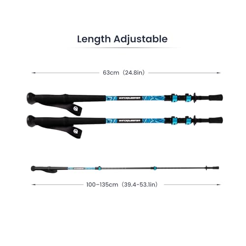 WindQuester Strider X Carbon Fiber Trekking Poles – Adjustable Lightweight Hiking Poles with Quick Lock, Compact for Backp...