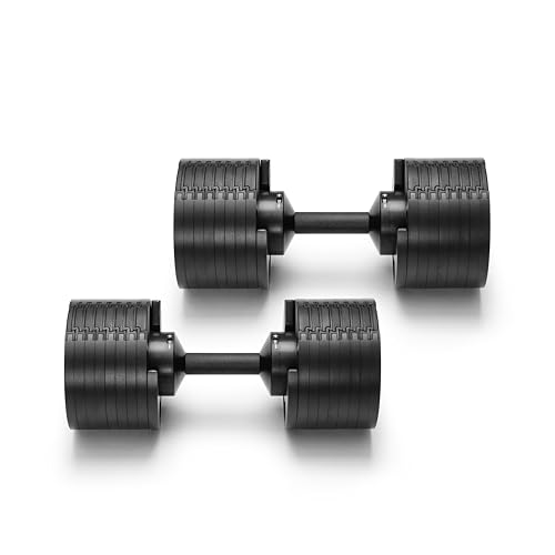 NÜOBELL® Adjustable Dumbbell Set, 5-50 LB or 5-80 LB, Easy Twist 2024-25 Model, All-In-One Weights Set (Pair) for Home, Or...