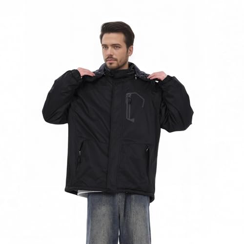 CorBuyit Men's Waterproof Ski Winter Jacket with Detachable Hood, (S-4XL), Warm Windproof Snow Coat for Skiing & Snowboarding