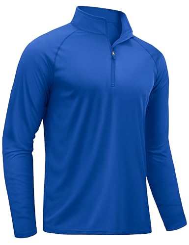 TACVASEN Men's Long Sleeve Athletic Shirts 1/4 Pullover Zip Sun Protection Rash Guard UPF 50+ Outdoor Running T-Shirts
