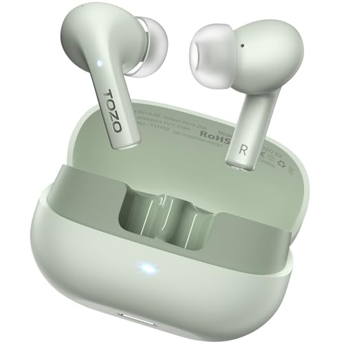 TOZO E2 Wireless Earbuds with 2 Mics AI Call Noise Cancellation, 10mm Drivers with Powerful Bass, App Customize 32 EQs, 30...