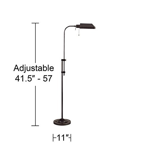 Cal Pharmacy Floor Lamp Bo-117Fl-Db, 46 Adjustable Height, Dark Bronze, Glass Shade, 100-Watt