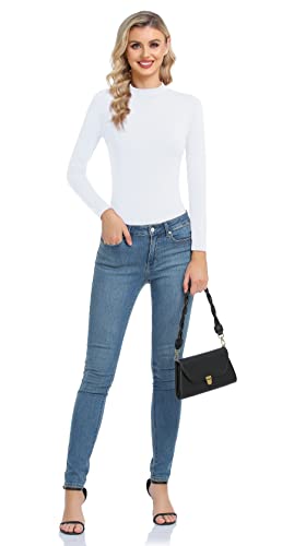 Women's Basic Long Sleeve Thermal Top Lightweight Mock Neck Shirts Slim Fit Layer Soft Top