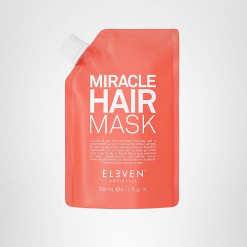 ELEVEN AUSTRALIA Miracle Hair Mask for Dry Damaged Hair - Deep Conditioning Treatment for Men & Women, Restores Moisture & Helps Damage, Hydrating & Moisturizing, Nourishing Formula - 6.8 fl oz