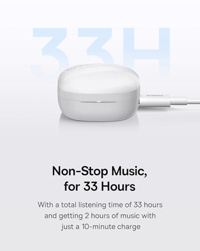 Baseus E20 True Wireless Earbuds, 12mm Drivers with Powerful Bass, 33H Long Playtime, IPX5 Water-Resistant, 2 ENC Mics for...