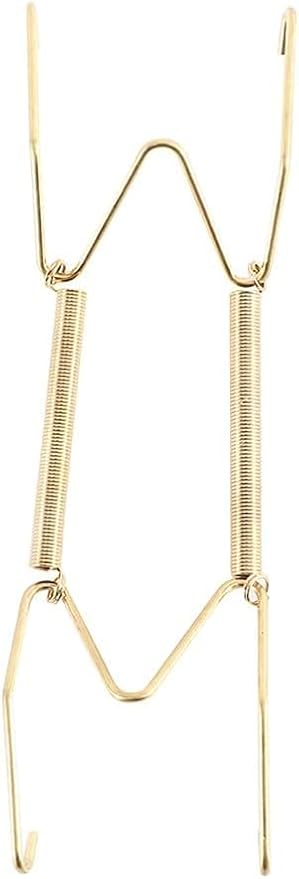 Gold Plate Dish Hanger Dismountable Wall Display Securing Clip W Type Dish Spring Holder Invisible Hook Home Decor Vertical Plate Holders (8 Inch)