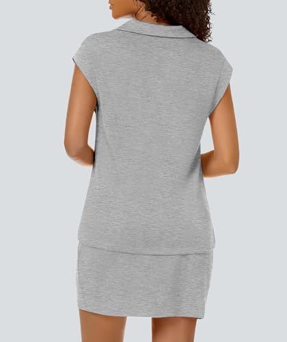 Casly Lamiit Womens Two Piece Skirt Sets Tennis Outfits Casual Cap Sleeve Lapel Shirt Summer Athletic Sport Short Skort Set