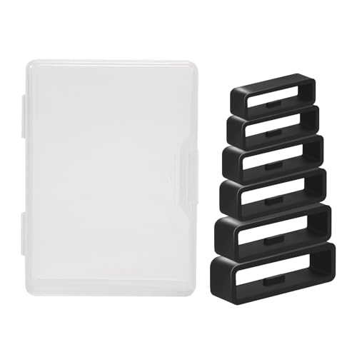 Vnsuyo 6 Pcs Watch Band Keepers, 16mm/18mm/20mm/22mm /24mm/26mm Watch Strap Holder Loops Retainer, Black Silicone Watch Ba...