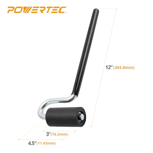 POWERTEC 12" Long Handle J Roller, 1-1/2 Inch Diameter, 3 Inch Wide, Laminate & Veneer Rubber Roller Tool for Edge Bandin...