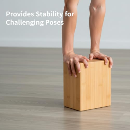 SUPVOX Natural Bamboo Block: High Density Yoga Brick for Stability & Support - Non-Slip Yoga Prop for Stretching and Align...