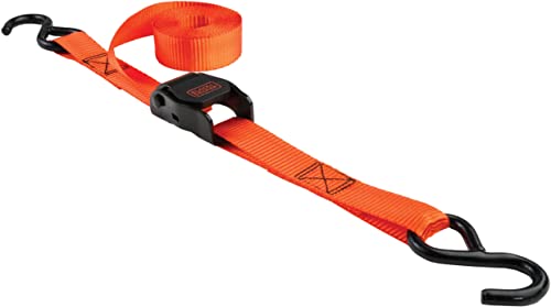 Black+Decker BDX1004 Black/Orange 1" x 10' Cam-Buckle Tie Down Straps - 300 lb Safe Working Load / 900 lb Break Strength, ...