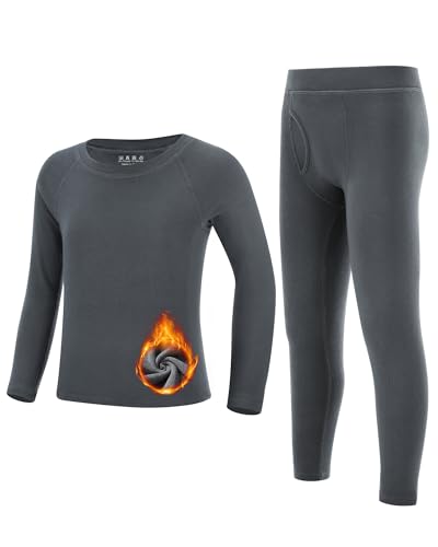 Runhit Boys Thermal Underwear Set Youth Kids Long Johns Boy Base Layer Soft Thermal Pants Fleece Lined Long Sleeve Shirt
