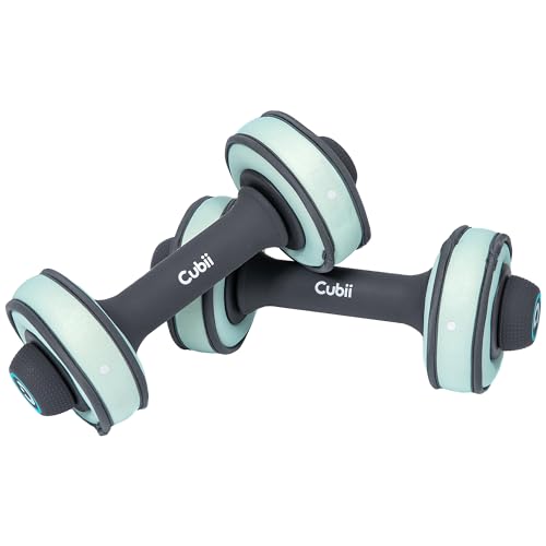 Cubii Build Adjustable Dumbbell Set - Includes Two Adjustable Hand Weight Dumbbells Plus 4 Cubii 1 lb SoftRings Free Weigh...