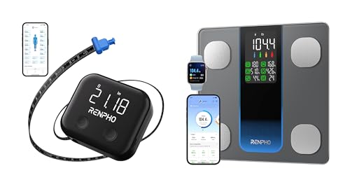 RENPHO Smart Scale for Body Weight with 7-in-1 Large Display, RENPHO Rechargeable Smart Body Measuring Tape