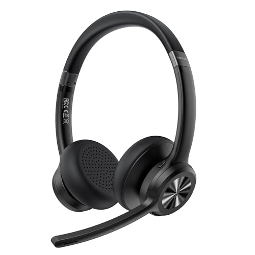 TECKNET Wireless Headset, Bluetooth Headset with Noise Cancelling Microphone - Rechargeable Bluetooth V5.2 Headphones, 50H...