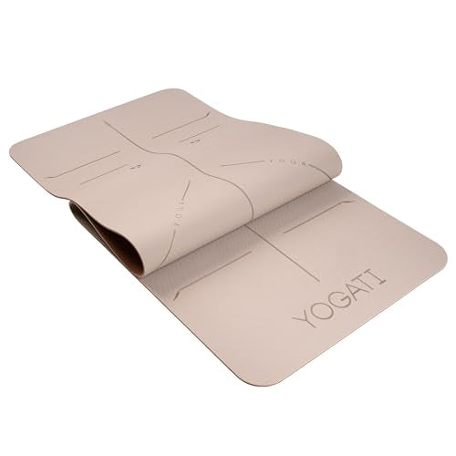 YOGATI® Yoga Mat with Strap with Alignment Lines. Home Workout Mat for Women, Men and Kids. Thick Non Slip Yoga Mat for Pi...