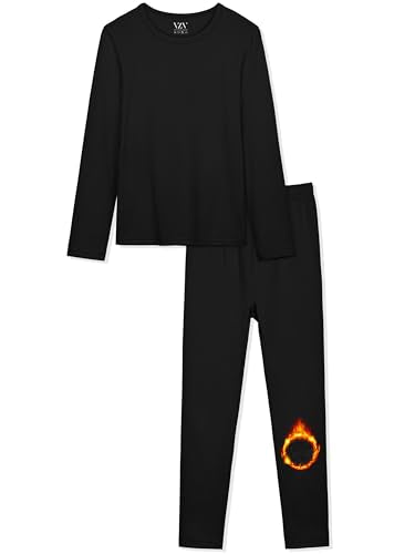 VZV Girls Thermal Underwear Set Thermal Underwear for Kids Fleece Lined Long Johns Kids Base Layer Top and Bottom for Winter