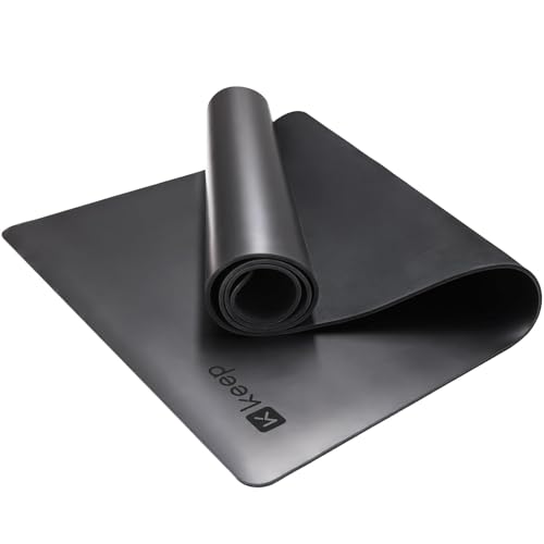 KEEP Rubber Yoga Mat - Professional Sweat Absorbent PU & Natural Rubber. Non Slip Workout Mats for Women & Men, 5mm Thick,...